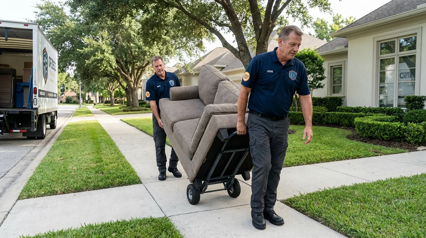Local residential moving crew loading furniture in East Hartford, CT