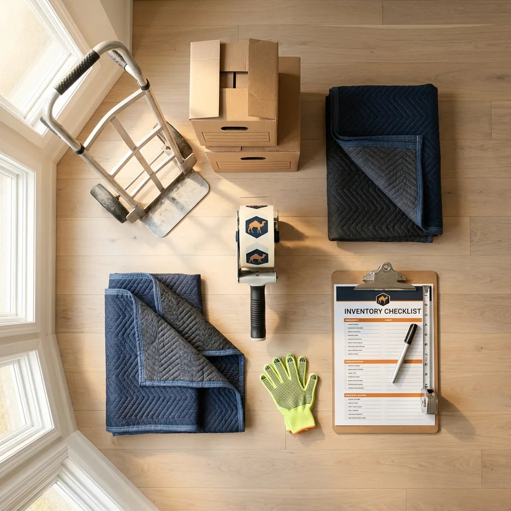 Professional moving supplies and packing materials layout for East Hartford residential relocations